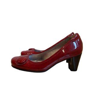 Ecco Red Patent Leather Womens Heels Size 37 office career woman feminine